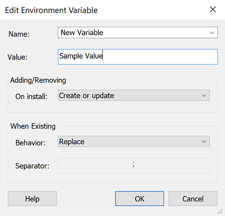 Edit Environment Variable dialog