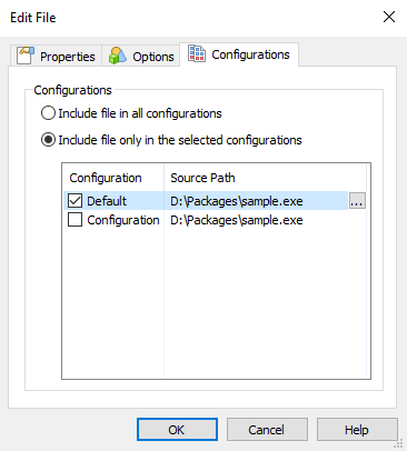 File Configurations Dialog