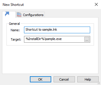 Shortcut Properties Dialog