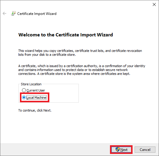 Certificate Import Wizard