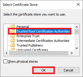 Select Certificate Store