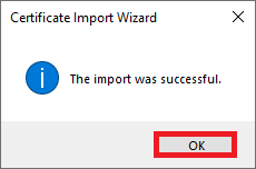 Succesful Certificate Import