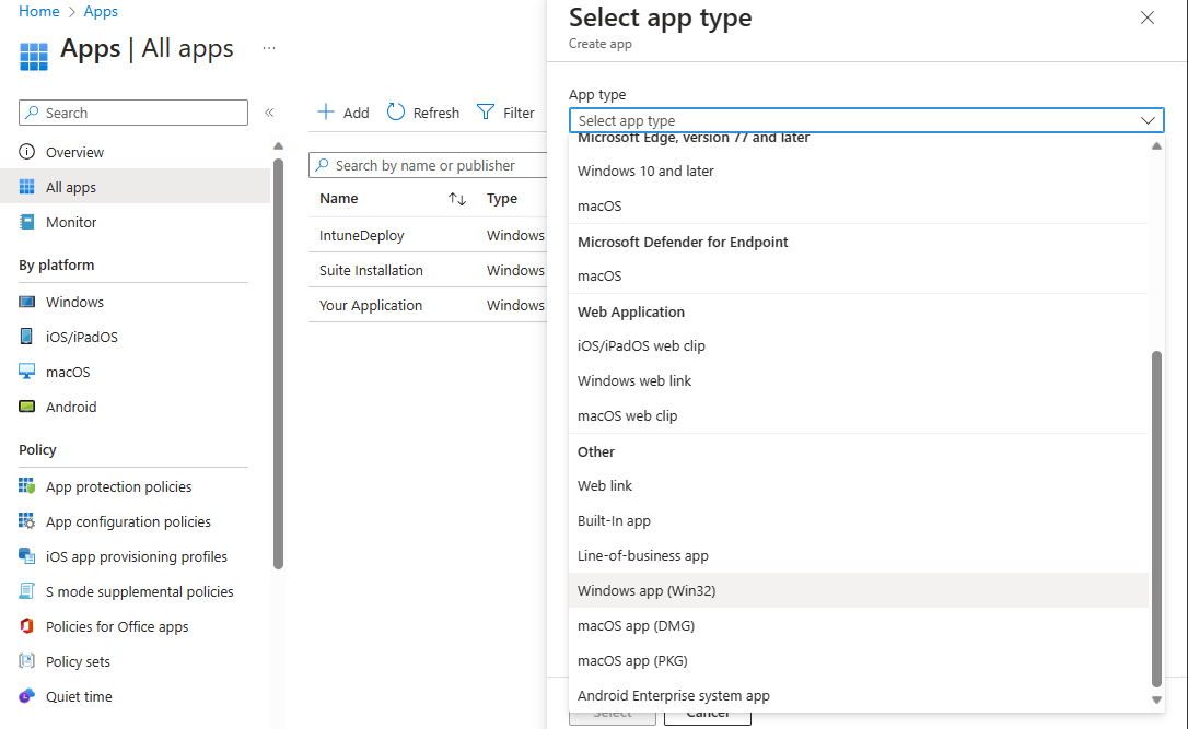 add Windows App (Win32) app type