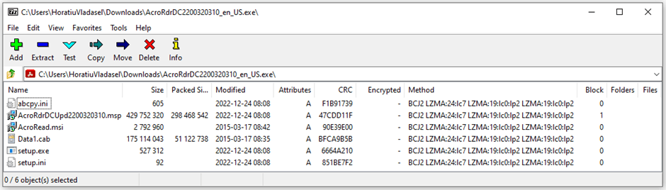 Extract an MSI file from an EXE using 7zip