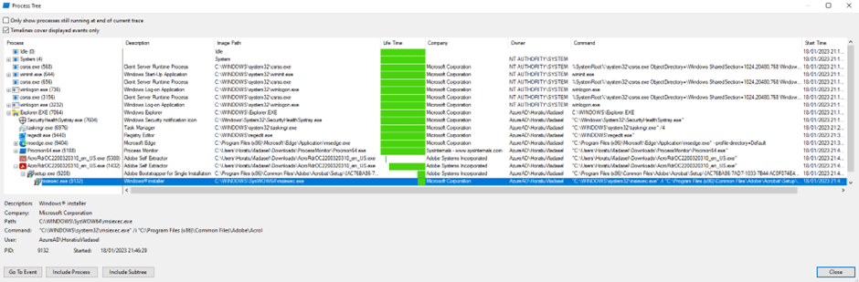 Process Monitor for the msiexec.exe process