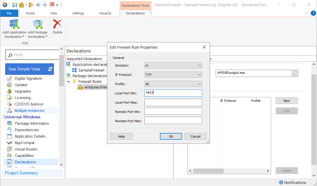 Edit firewall rule