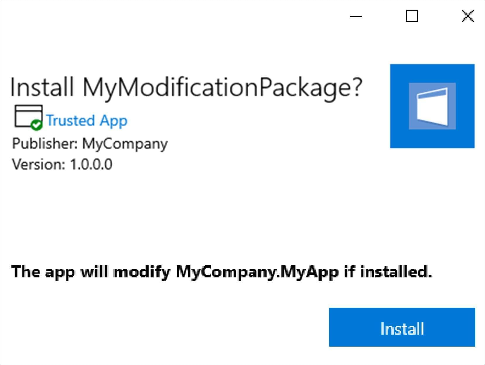 App Installer message when installing an MSIX Modification Package App Installer message when installing an MSIX Modification Package