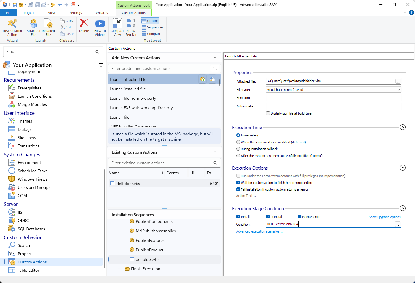 Advanced Installer Custom Actions Conditions Advanced Installer Custom Actions Conditions