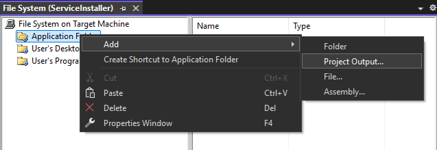 Add Project Output Add Project Output