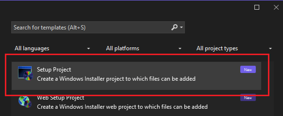 Add Setup Project Add Setup Project