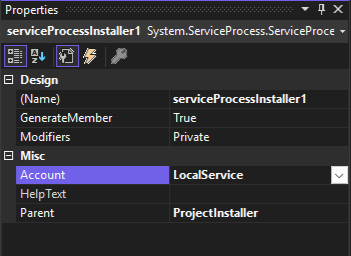 Service Installer - account Service Installer - account