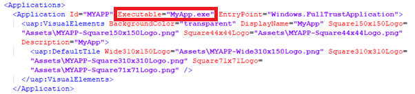 Appxmanifest - Application Executable