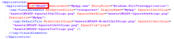 Appxmanifest - Application Id Command-line arguments