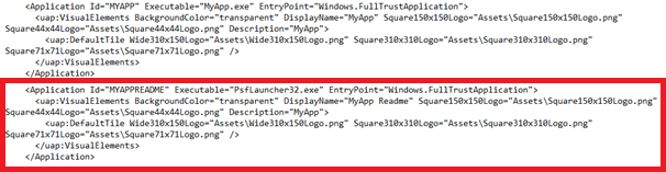 Appxmanifest - Psflauncher - Non-executable target application