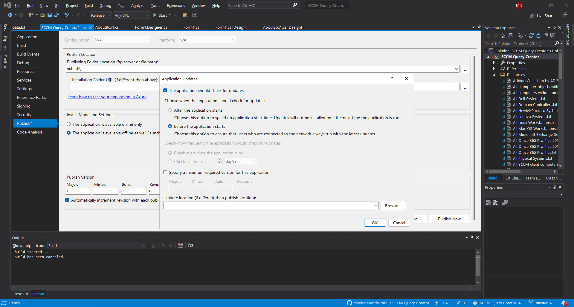 Visual Studio ClickOnce Update