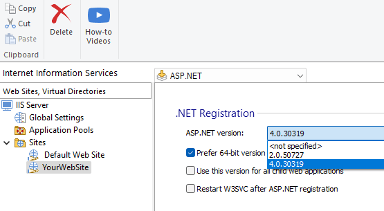 Select ASP.NET version