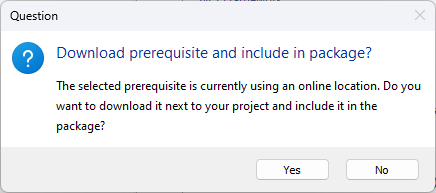 Prerequisite download message