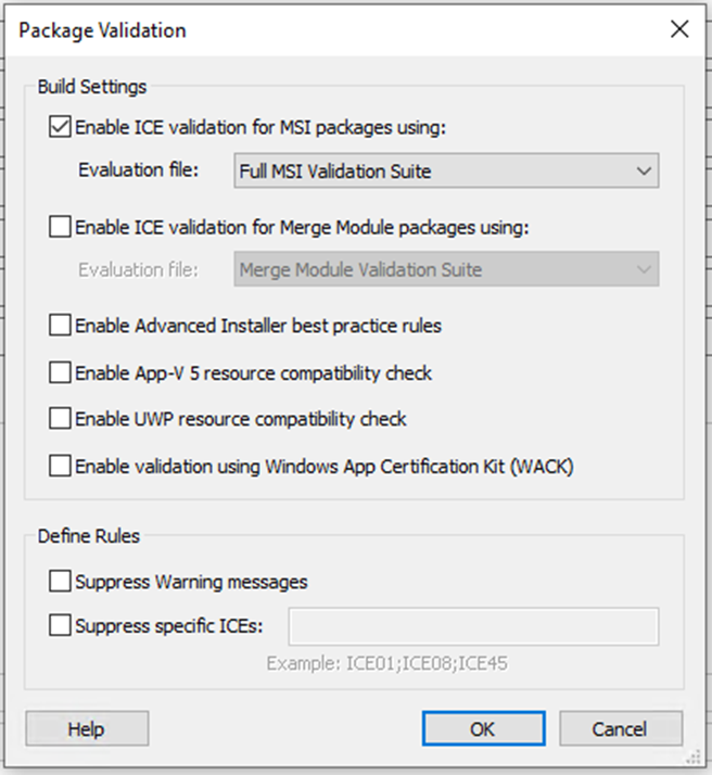 ICE Validation with Advanced Installer