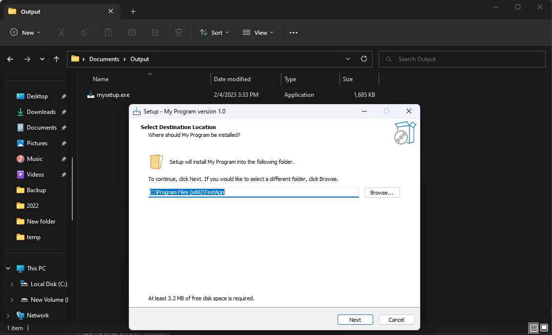 Inno Setup installer exe