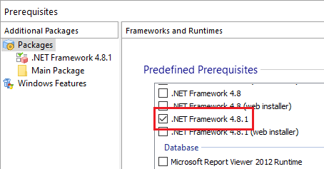 Add .NET Framework as Prerequisite