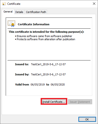 Install certificate