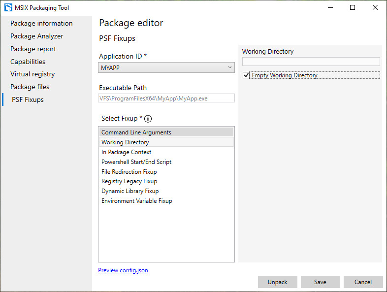 MSIX Packaging Tool Working Directory MSIX Packaging Tool Working Directory