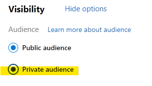 Private audience visibility