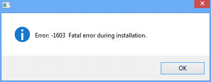 MSI installation error 1603 code