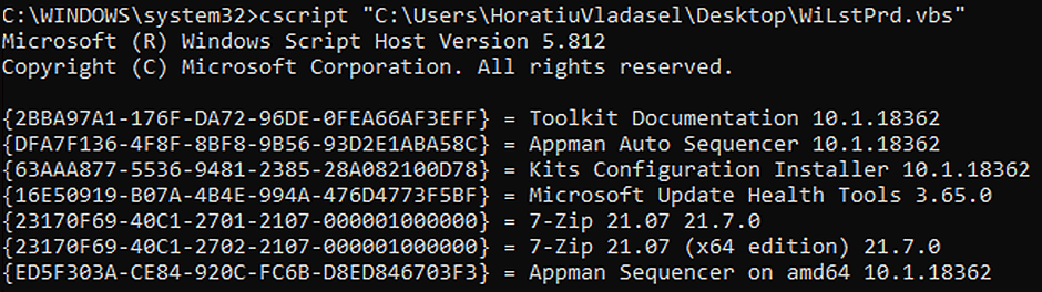 WiLstPrd.vbs Script