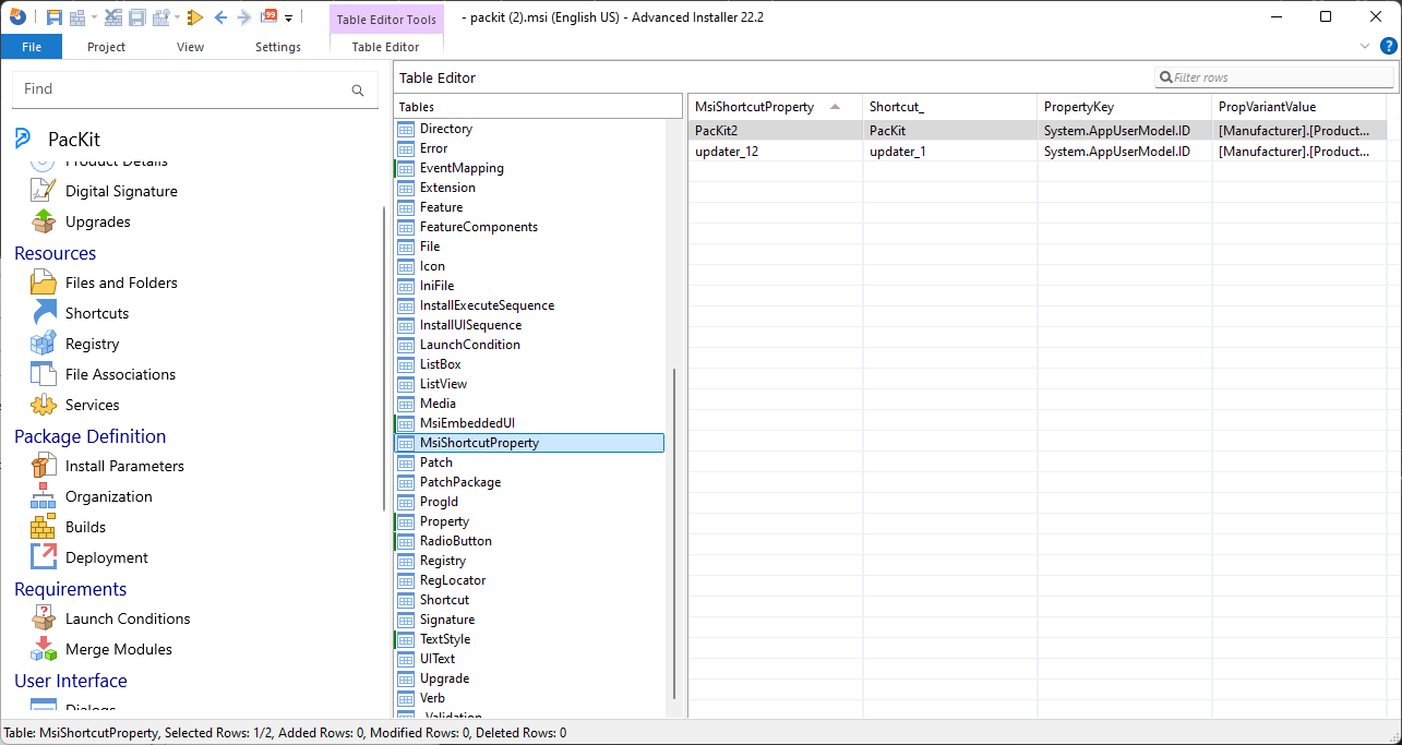 MSISchortcutProperty in Advanced Installer MSISchortcutProperty in Advanced Installer