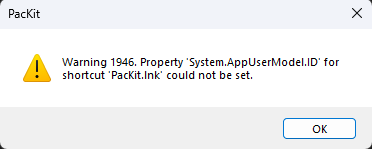 Warning 1946 MSI error message Warning 1946 MSI error message