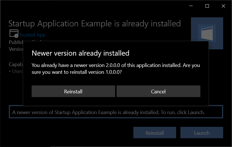 Confirm reinstallation