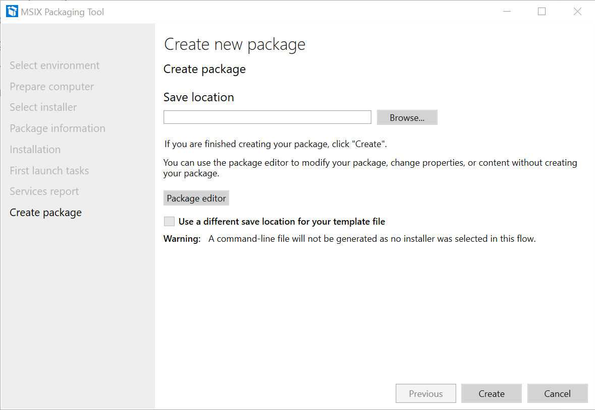 11 application package create package