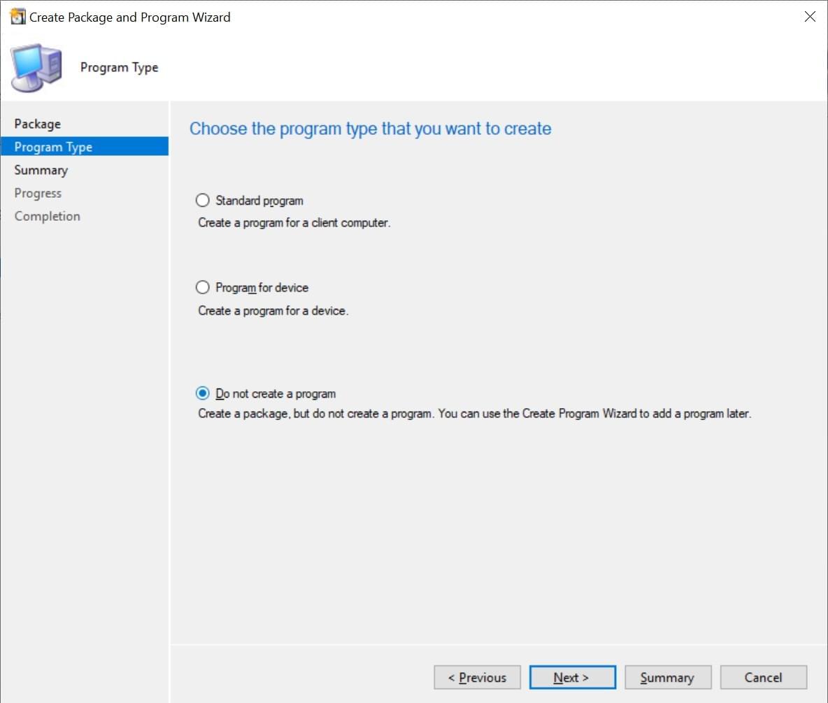 Program type. Package программа. Standard programs Windows. SCCM OSD шаг с командой без пакета. Packaged programs как зайти.