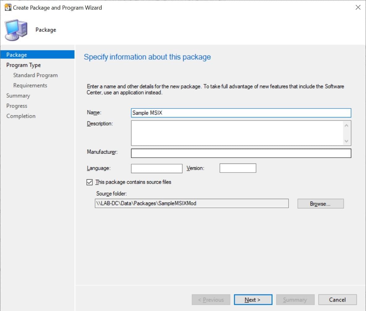 Sccm create package