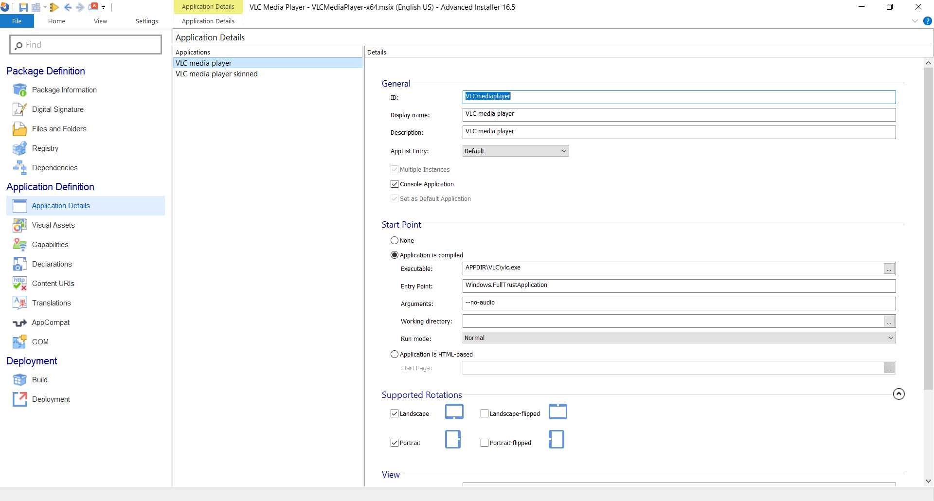 advanced installer command line parameters action data