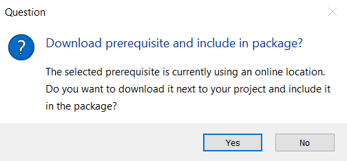 Download and Include Prerequisite in Package