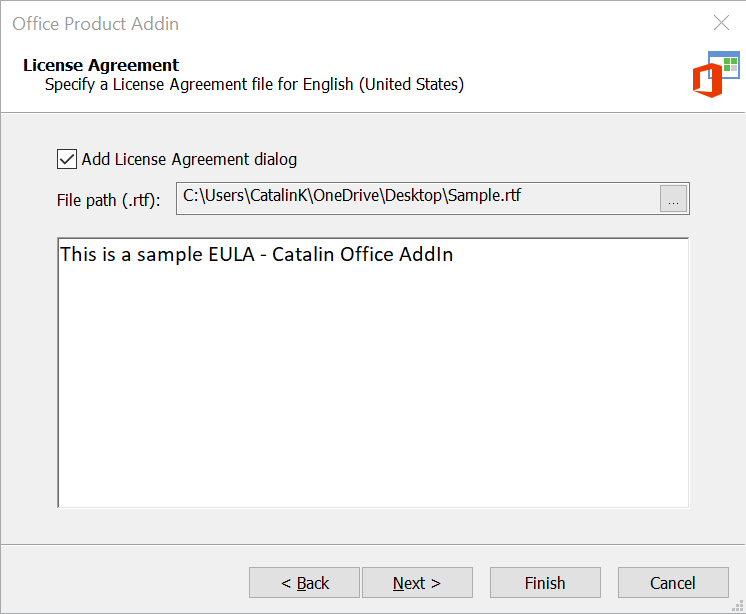 add the License Agreement dialog to your project