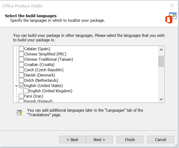 Select the build languages