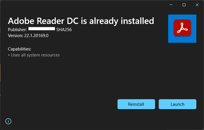 Adobe Reader DC installed