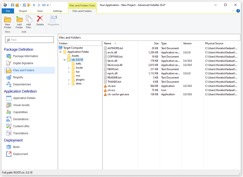 add the file resources of your portable application