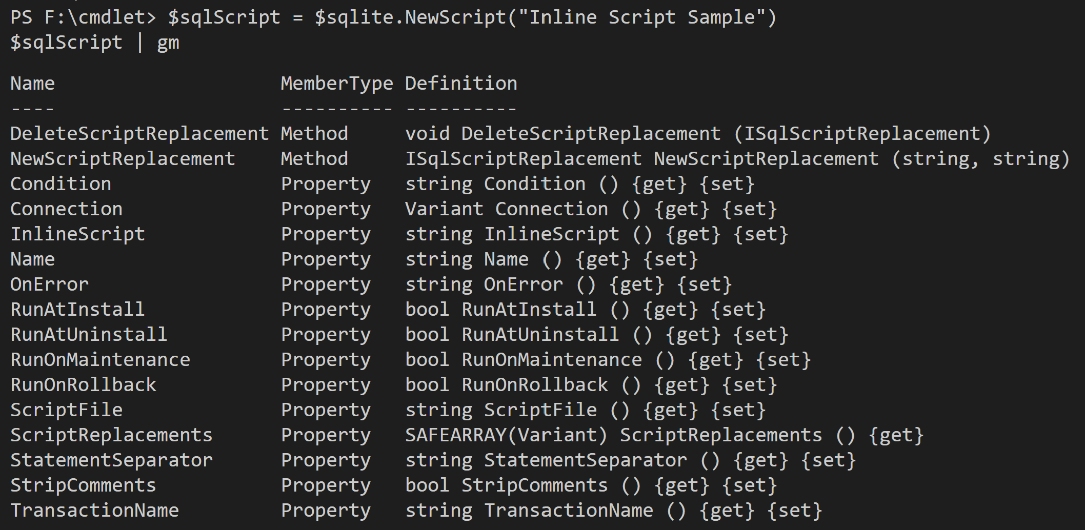 Isqldatabasescomponent sql script