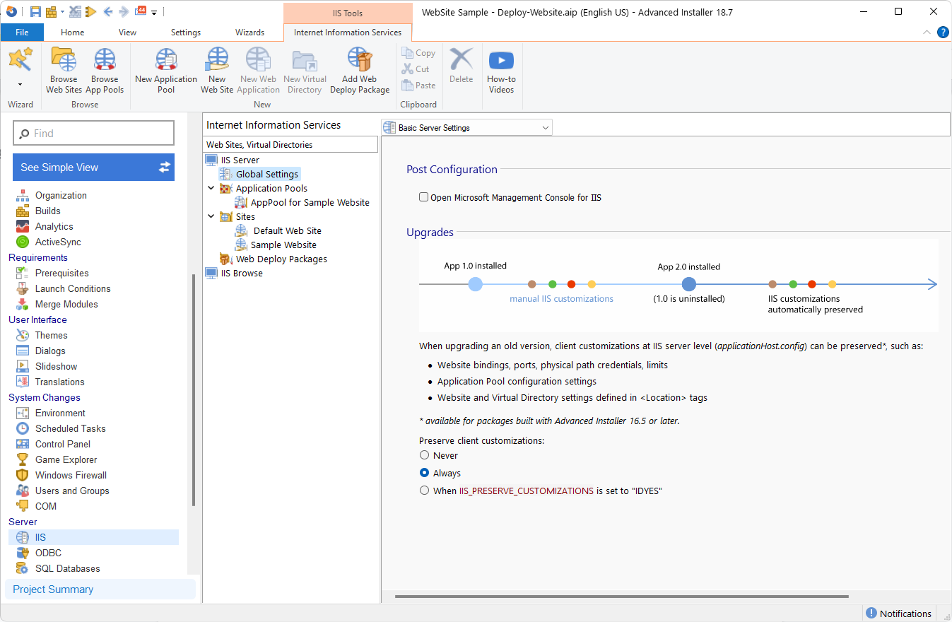 IIS Global Settings