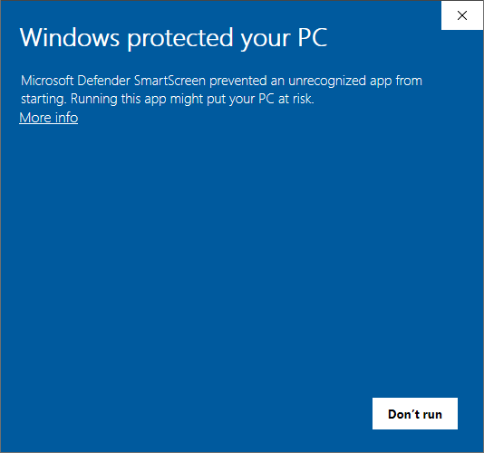 Microsoft Defender SmartScreen Warning