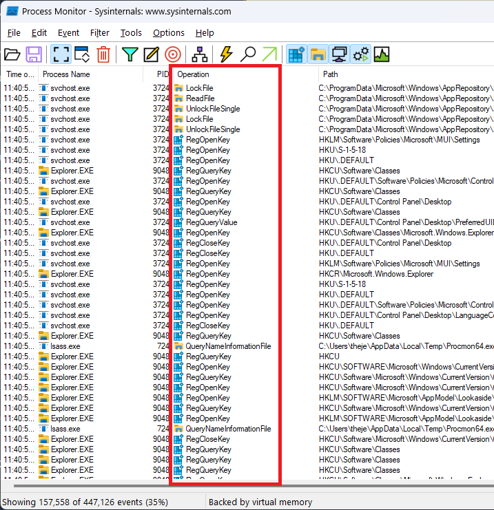 process monitor operations