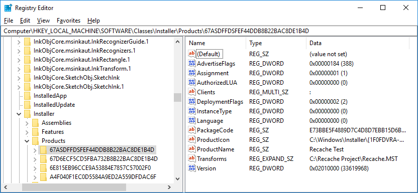 Registry editor