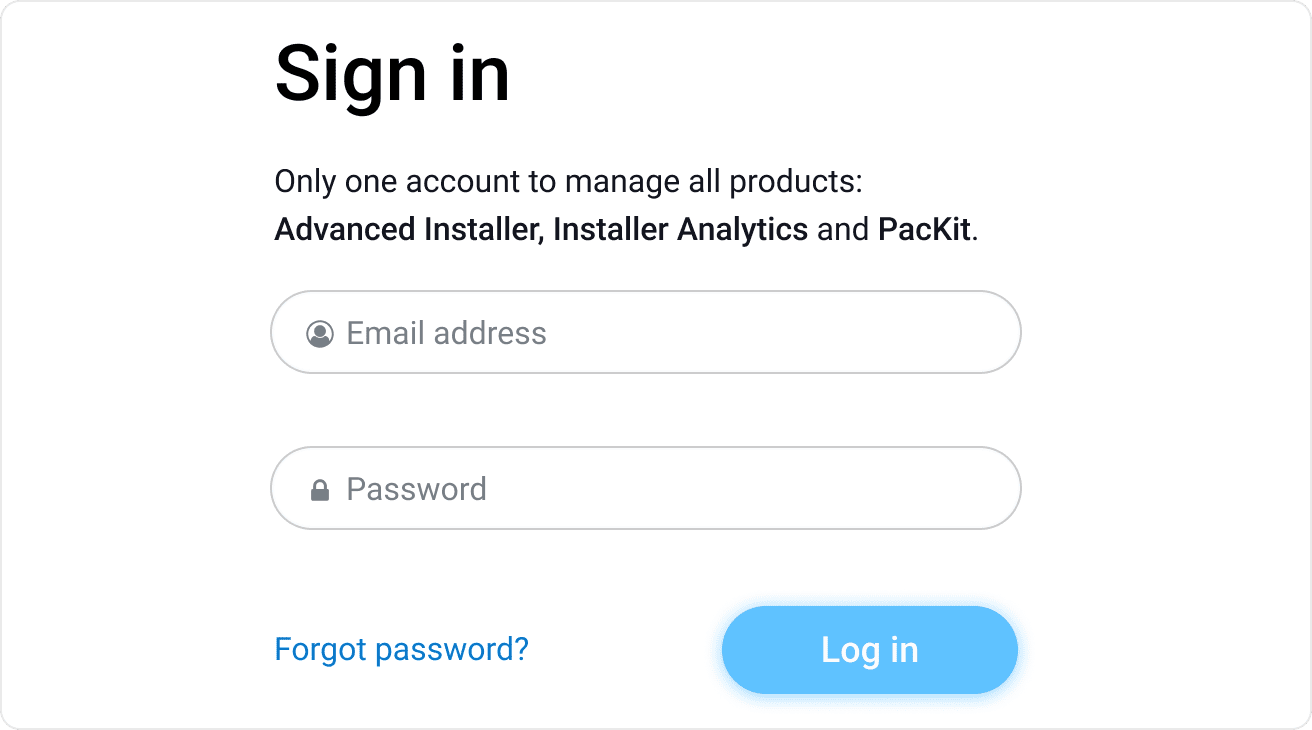 Step 1 - Sign in to your Advanced Installer account