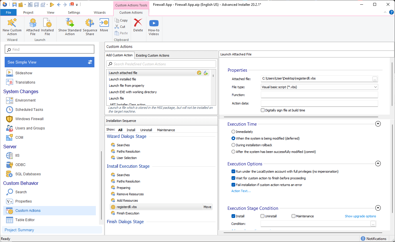 Register the dll using vbscript