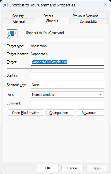 Shortcut Properties