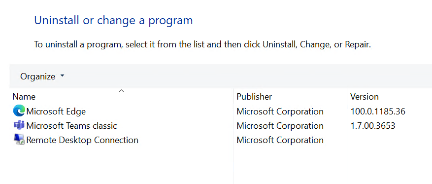 Microsoft Teams in Windows Applications